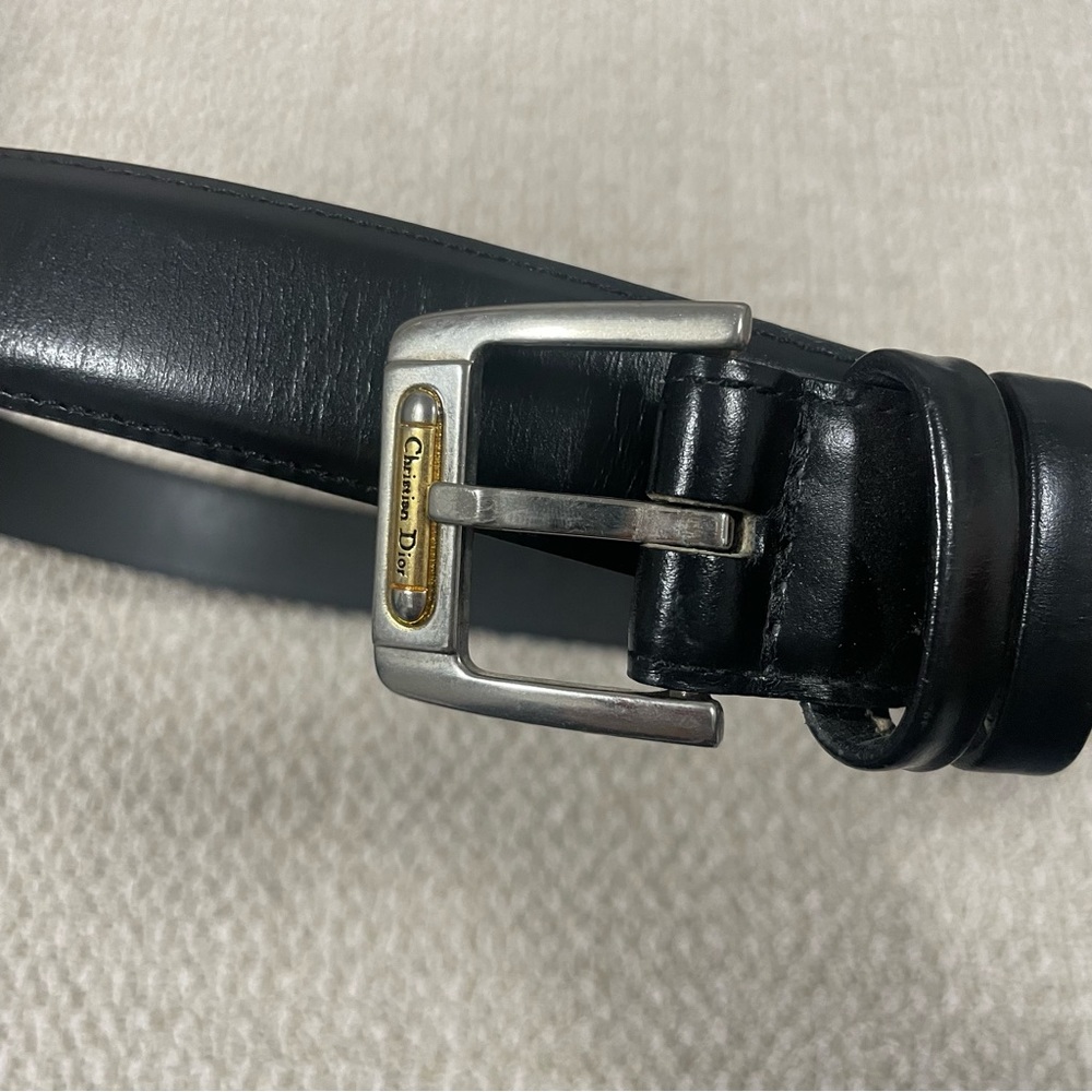 Christian Dior CD Black Leather Belt